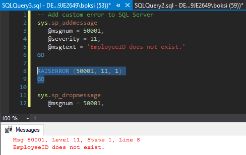 SQL error codes